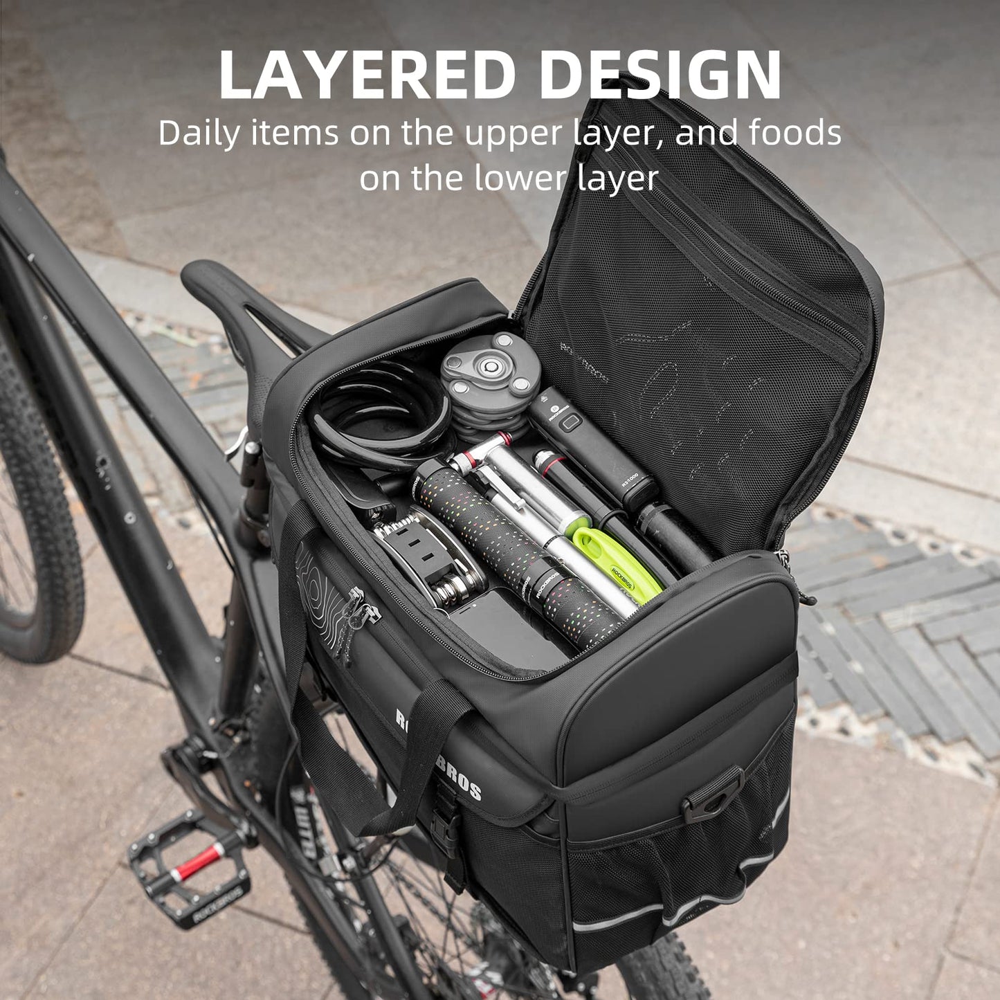 ROCKBROS Bike Trunk Cooler Bag Bicycle Rack Rear Seat Carrier Insulated Panniers 11L