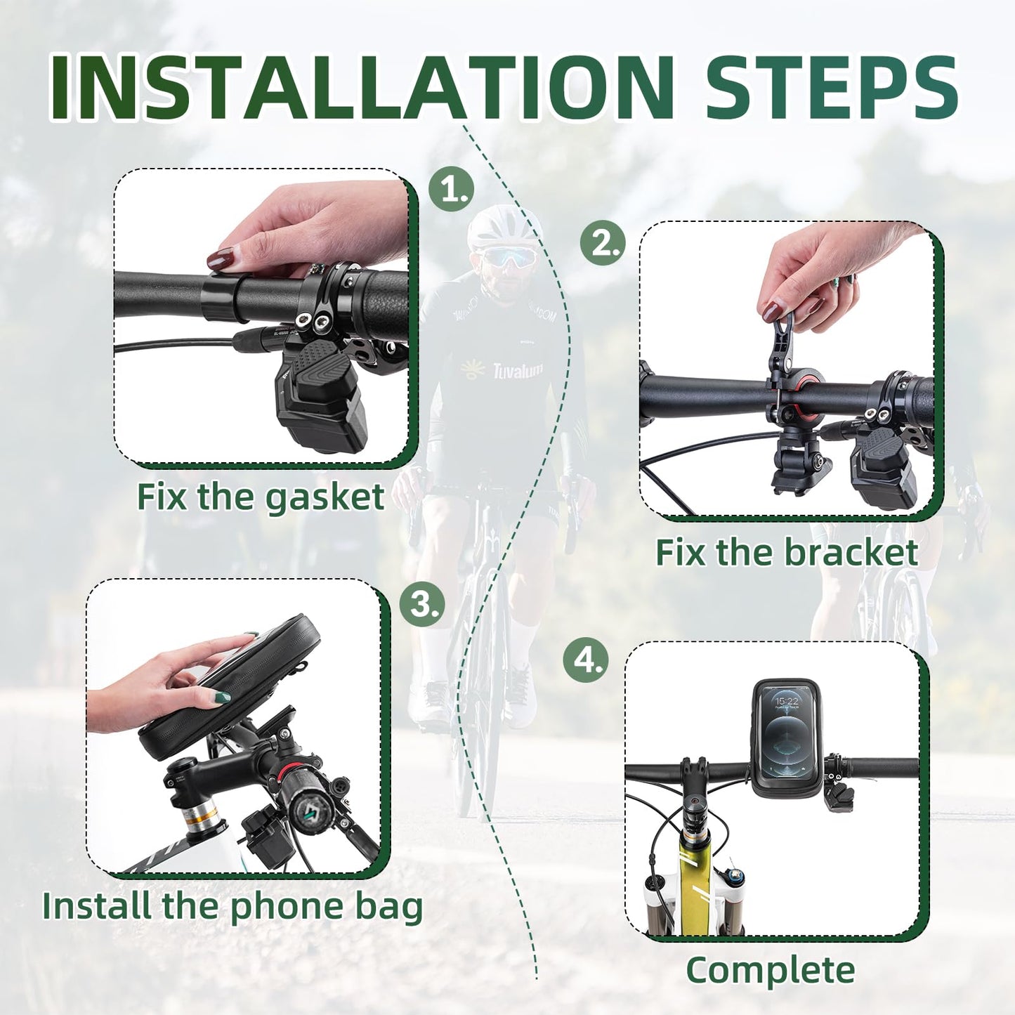 ROCKBROS Bike Phone Mount Bag 270°Rotatable Quick Release Bike Phone Holder Handlebar Bag