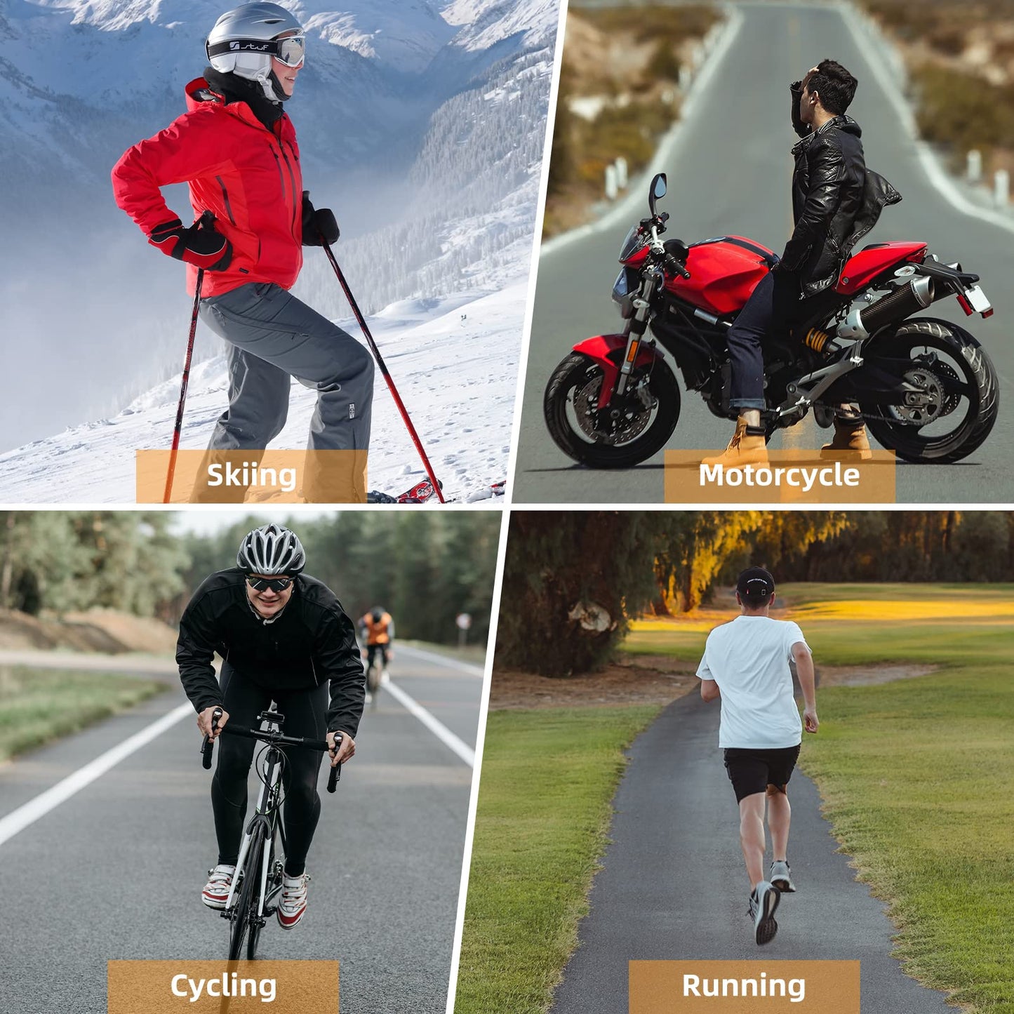 ROCKBROS Skull Cap Men's Winter Cycling Cap Windproof Warm Fleece Thermal Hat Helmet Liner Caps Black for Hiking Skiing Riding