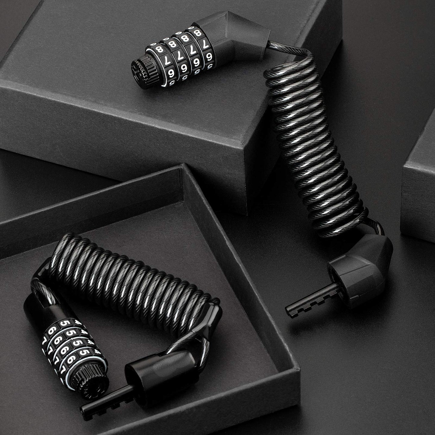 ROCKBROS Retractable Luggage Helmet Lock 4 Digit Little Black, 2Pcs