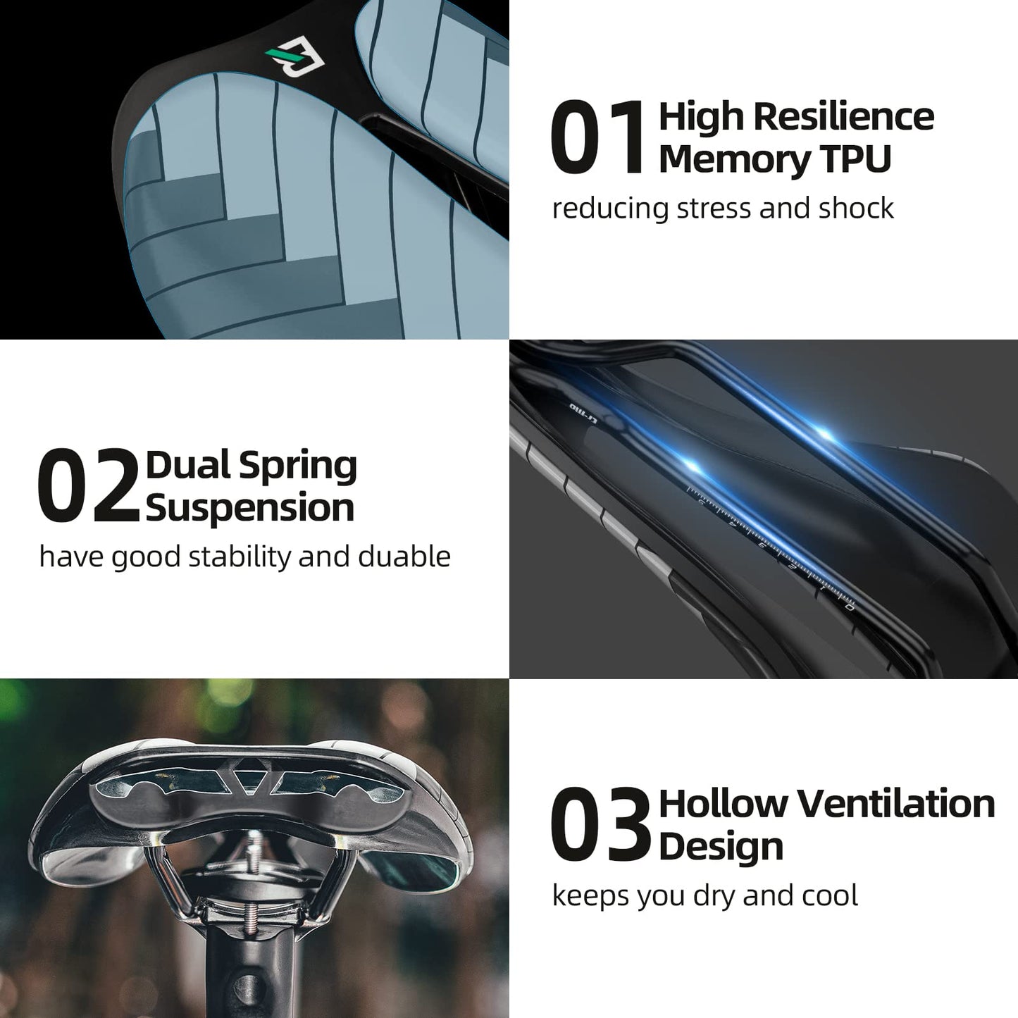 ROCKBROS Bike Seat Bicycle Saddle Comfortable Memory TPU Cushion