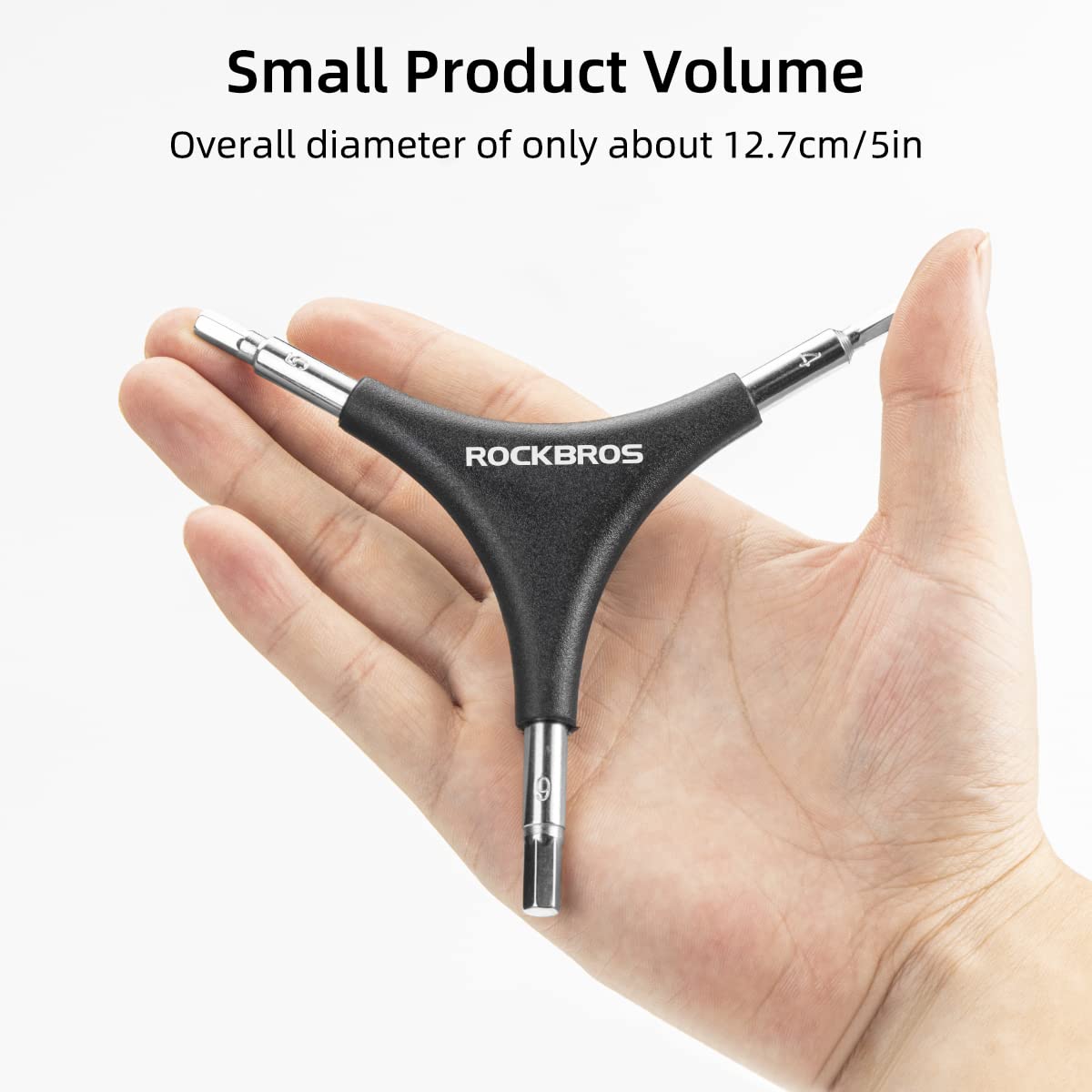 ROCKBROS 3-in-1 Allen Hex Wrench Set, 4/5/6mm Sizes, Black Silver, Steel and PVC