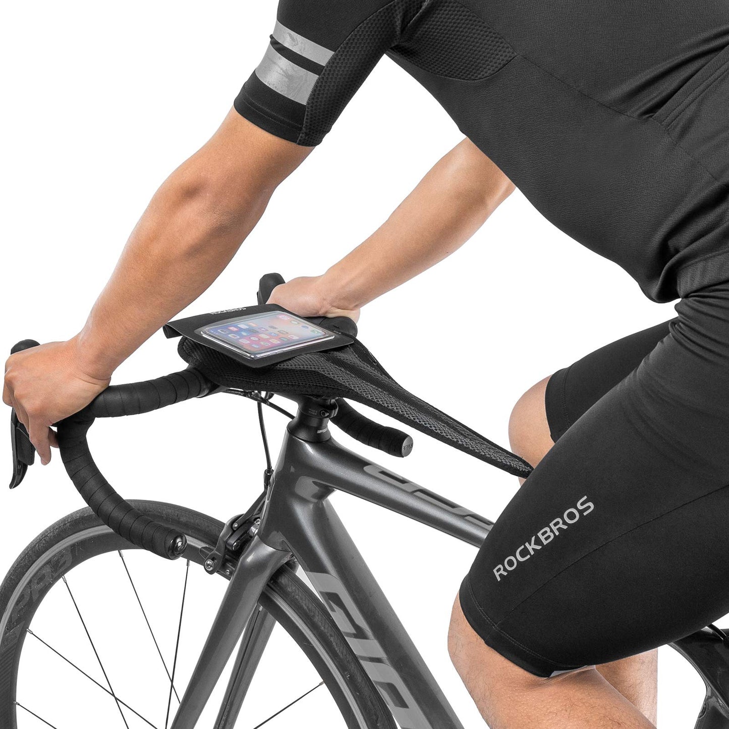 ROCKBROS Bike Sweat Guard Bicycle Trainer Sweat Net with Phone Pouch below 6.2’’