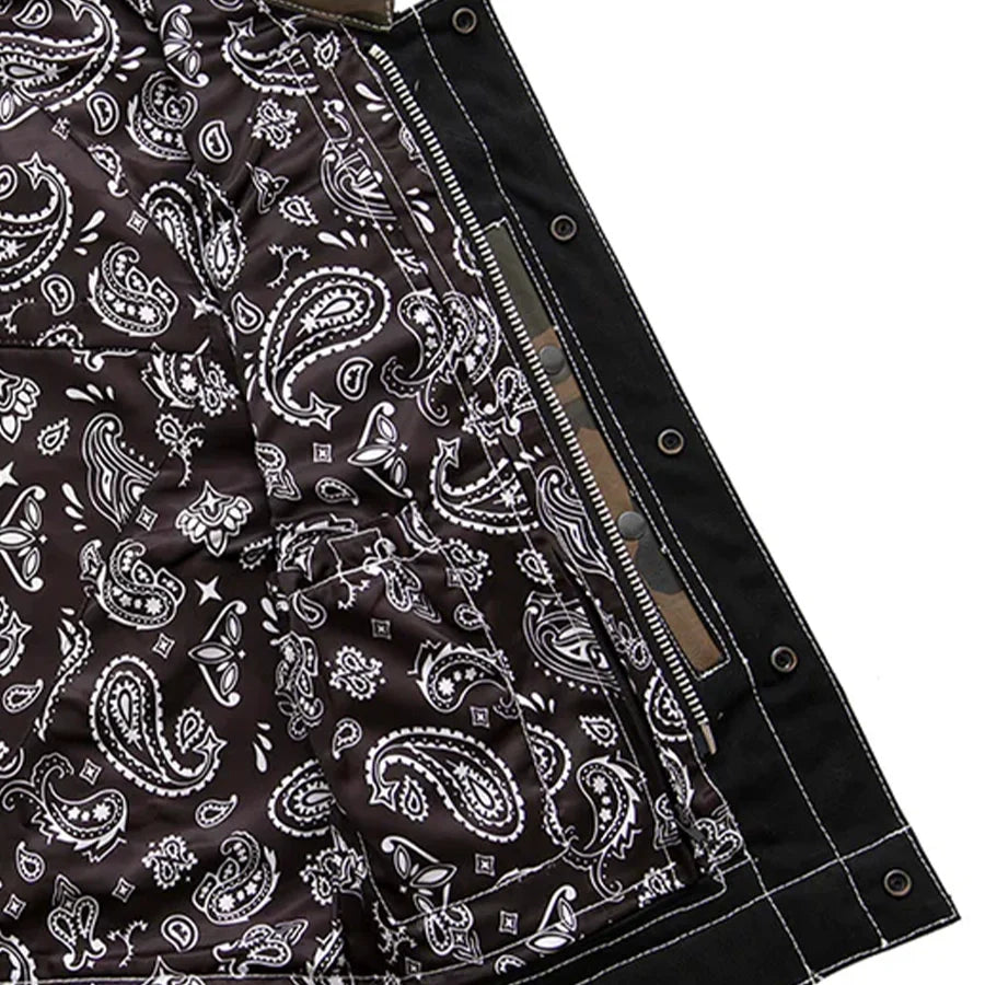 Infantry Motorcycle Leather Canvas Vest