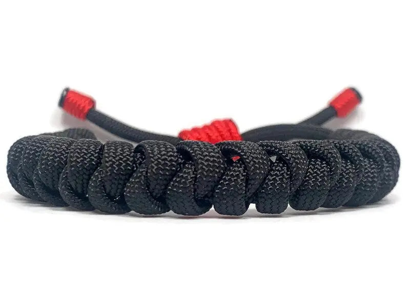 Engineered Jet Black and Red Rope Bracelet