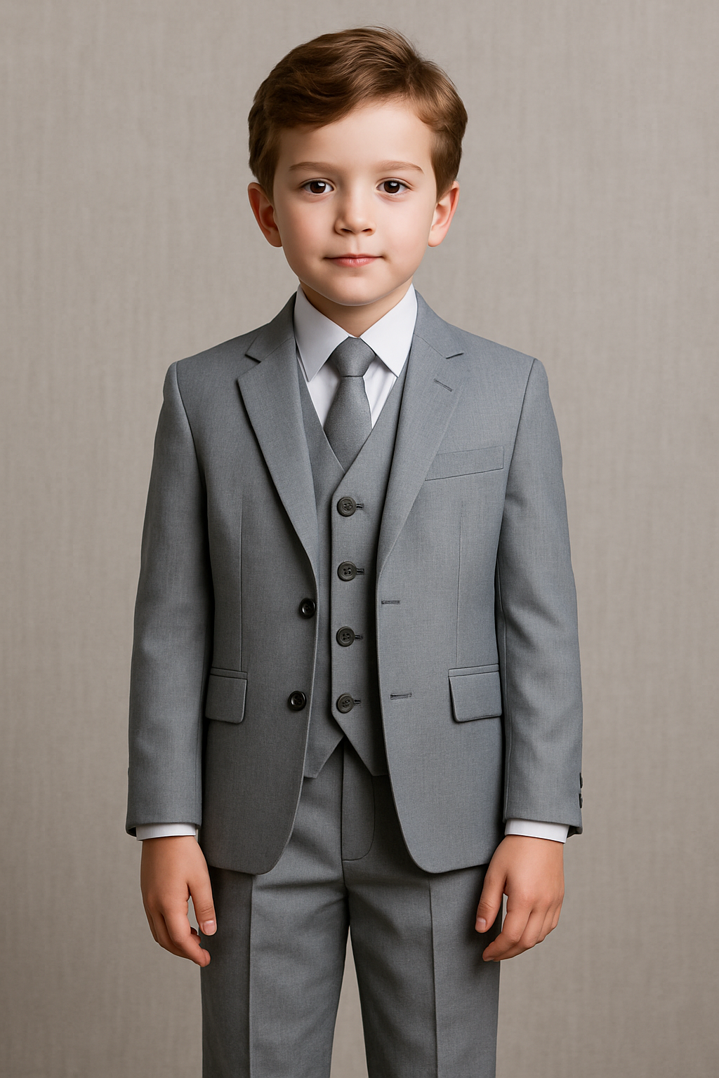 Boys TR Medium Grey 3-Piece Suit