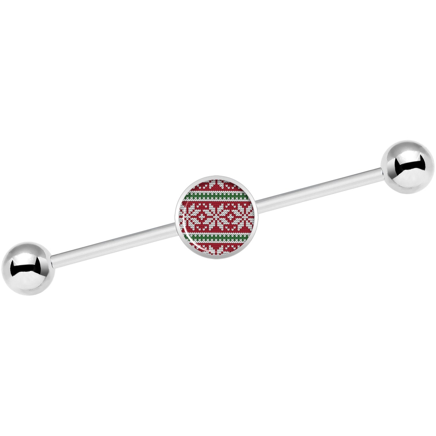 14G Red Green Christmas Sweater Industrial Barbell 37mm