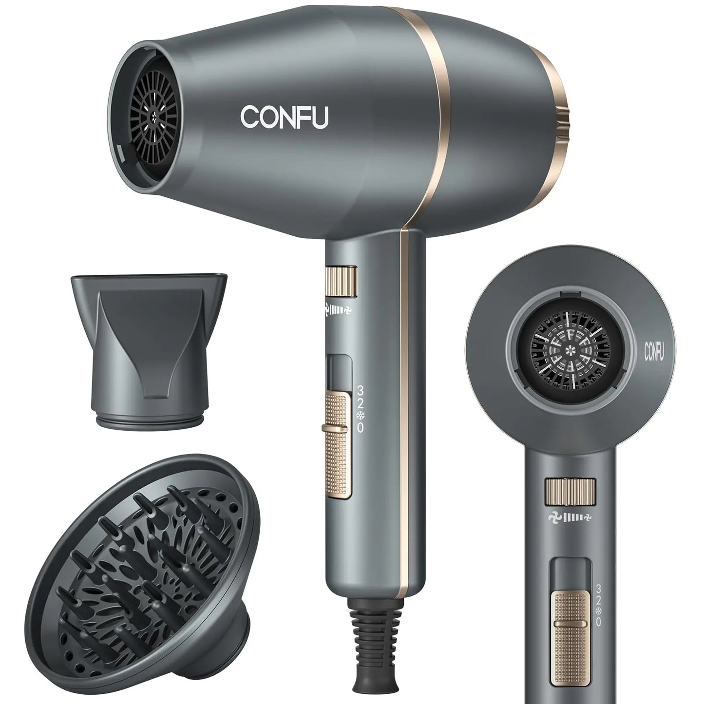 Hairdryer CONFU Hair Dryer with Diffuser Small Hair Dryer 1875 Watt Negative Ionic Hair Dryer Hair Dryers Women and Men Power Hair Dryer Professional Blow Dryer for HOM