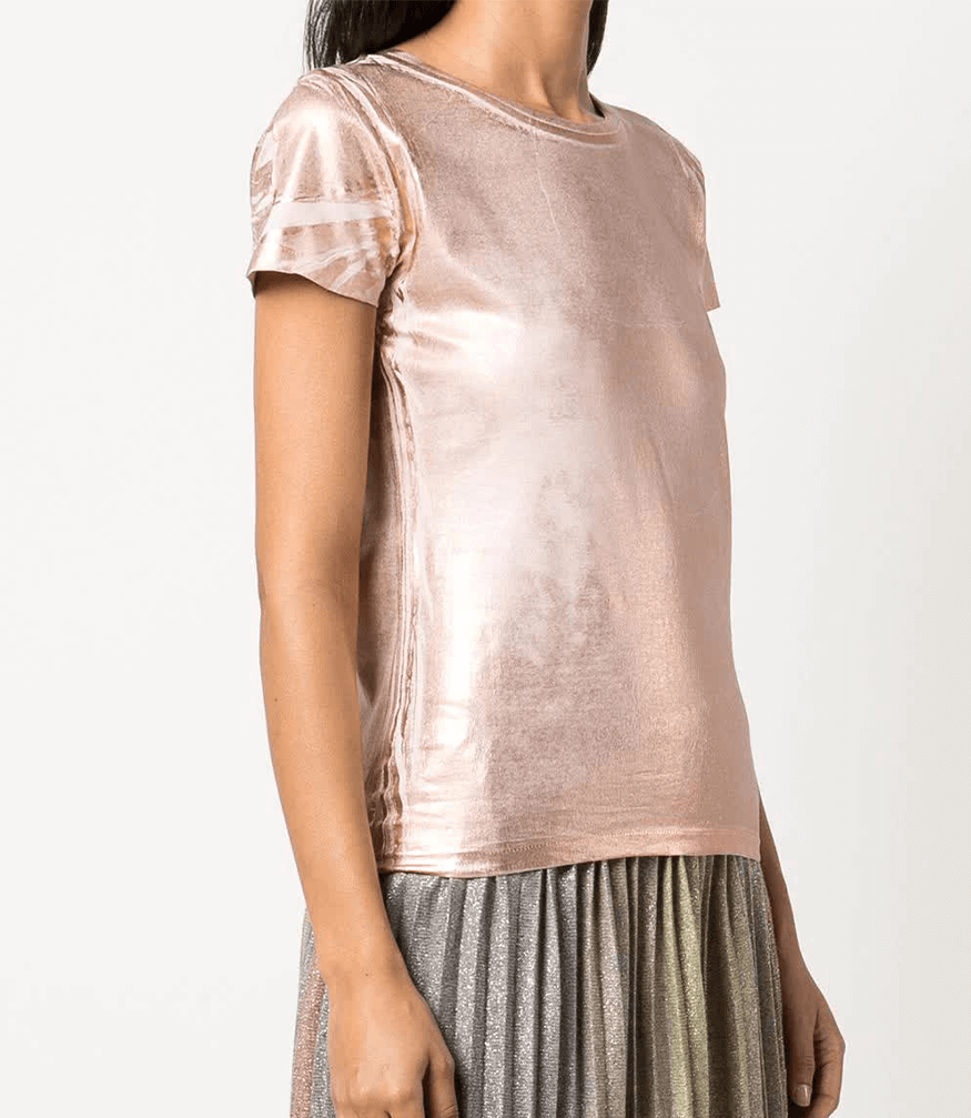 Metallic Coated Cotton T-Shirt