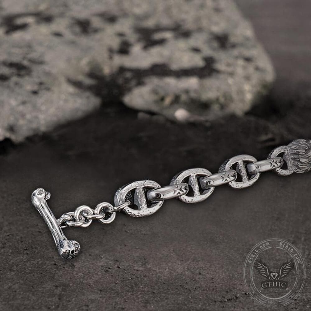 Lion Head Stainless Steel Skull Bracelet