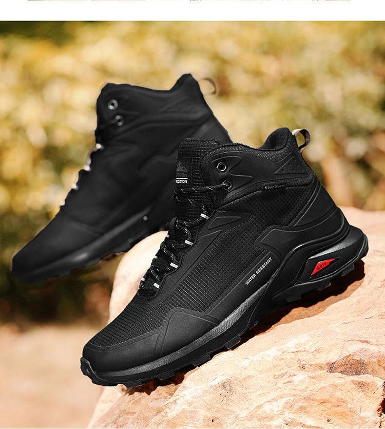 Men's Warm Boots Plush Snow Boots Outdoor Non-Slip Hiking Boots High Top Waterproof Sports Men's Winter Boots Snow Boots Warm Lined Non Slip Leather Shoes