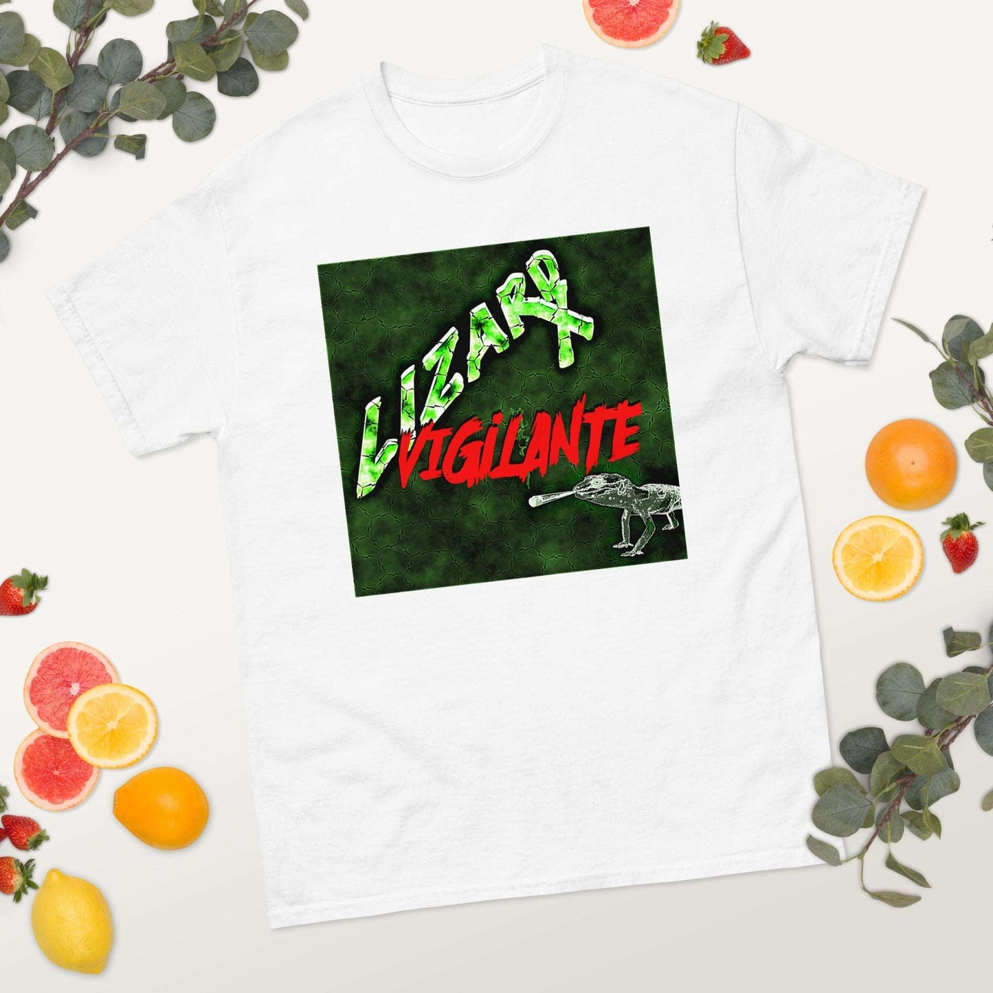 Green Lizard Vigilante Men's Classic T-Shirt/ Reptile Smoking Tee/ Band Merch Shirt - Lizard Vigilante