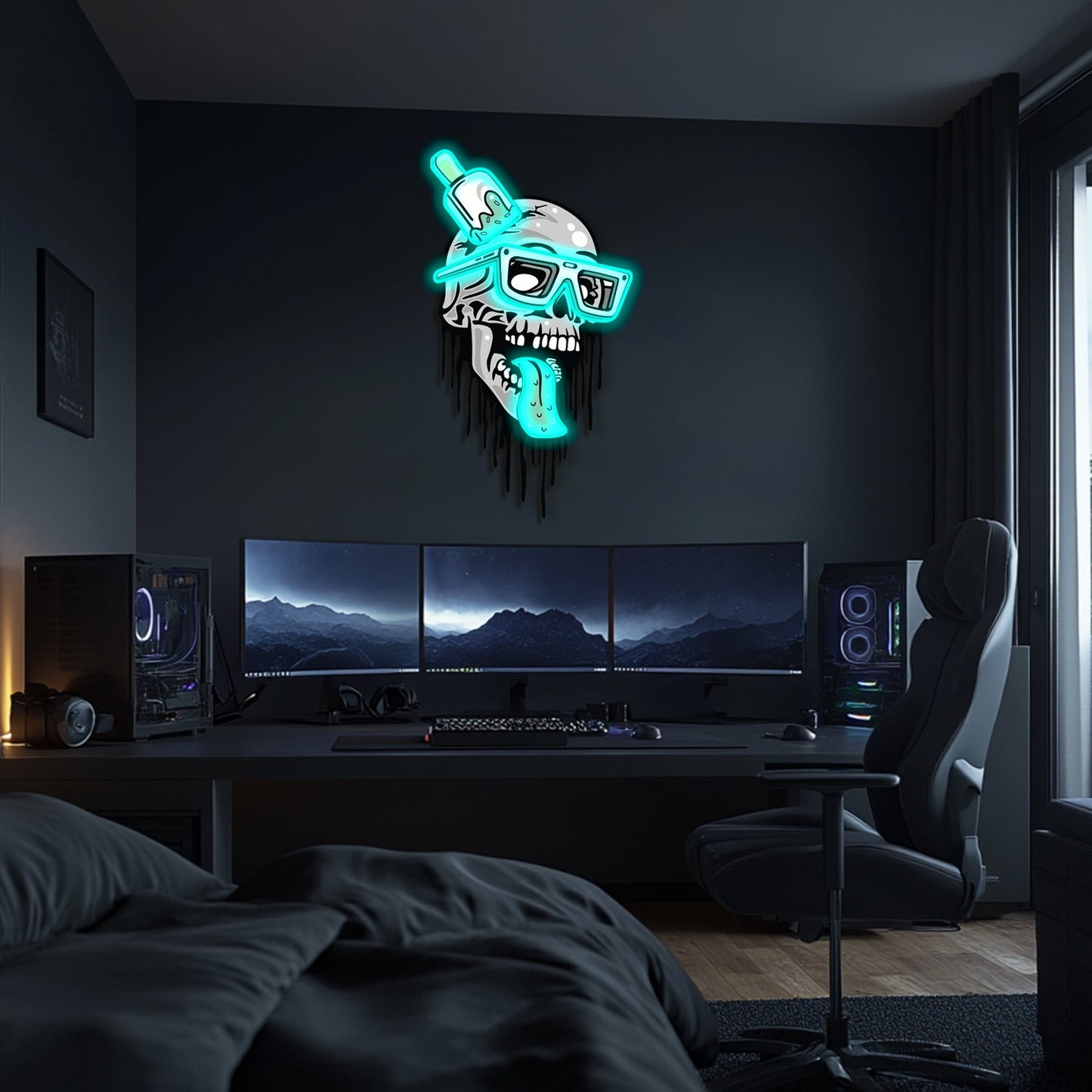 UV Printed Skull Neon Wall Art- LV0102