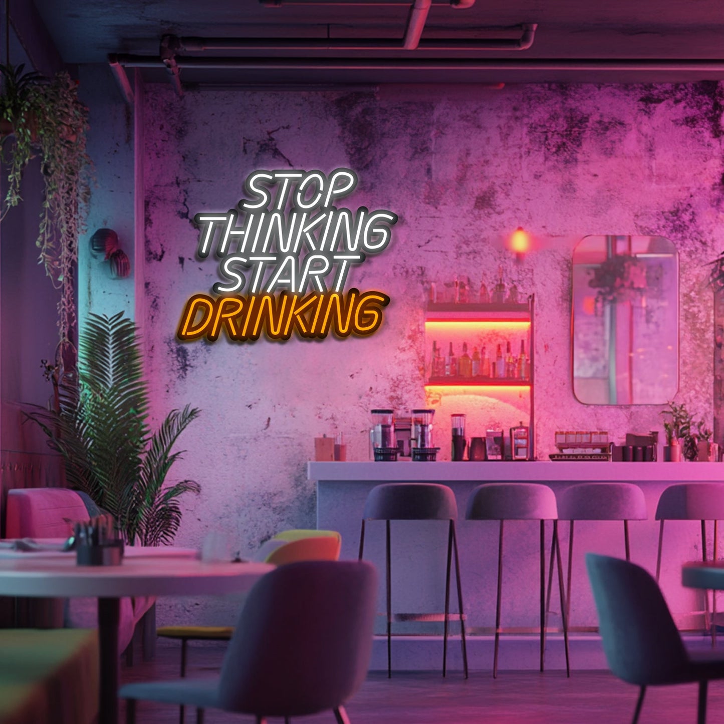 Start Drinking Metal Neon Wall Art- LN0240
