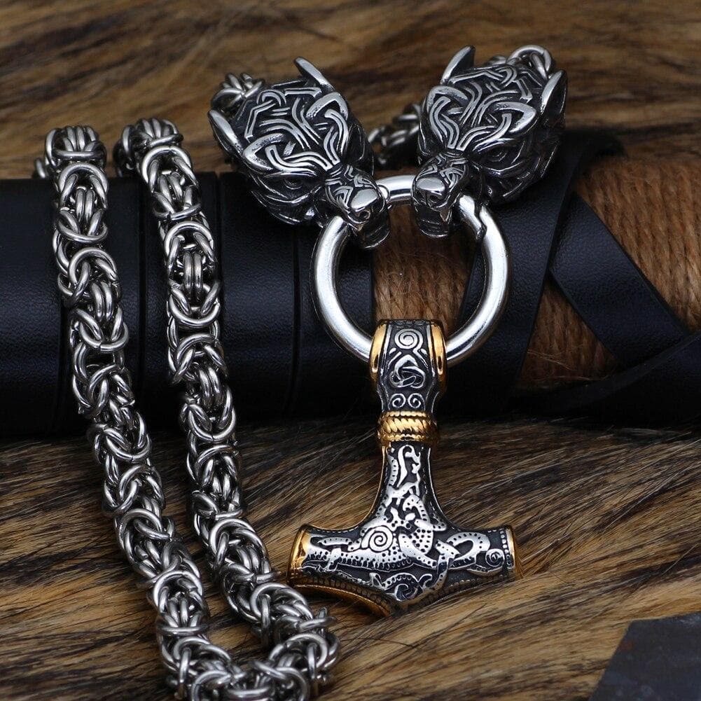 Vikings Wolf Hammer Massive Stainless Steel Chain