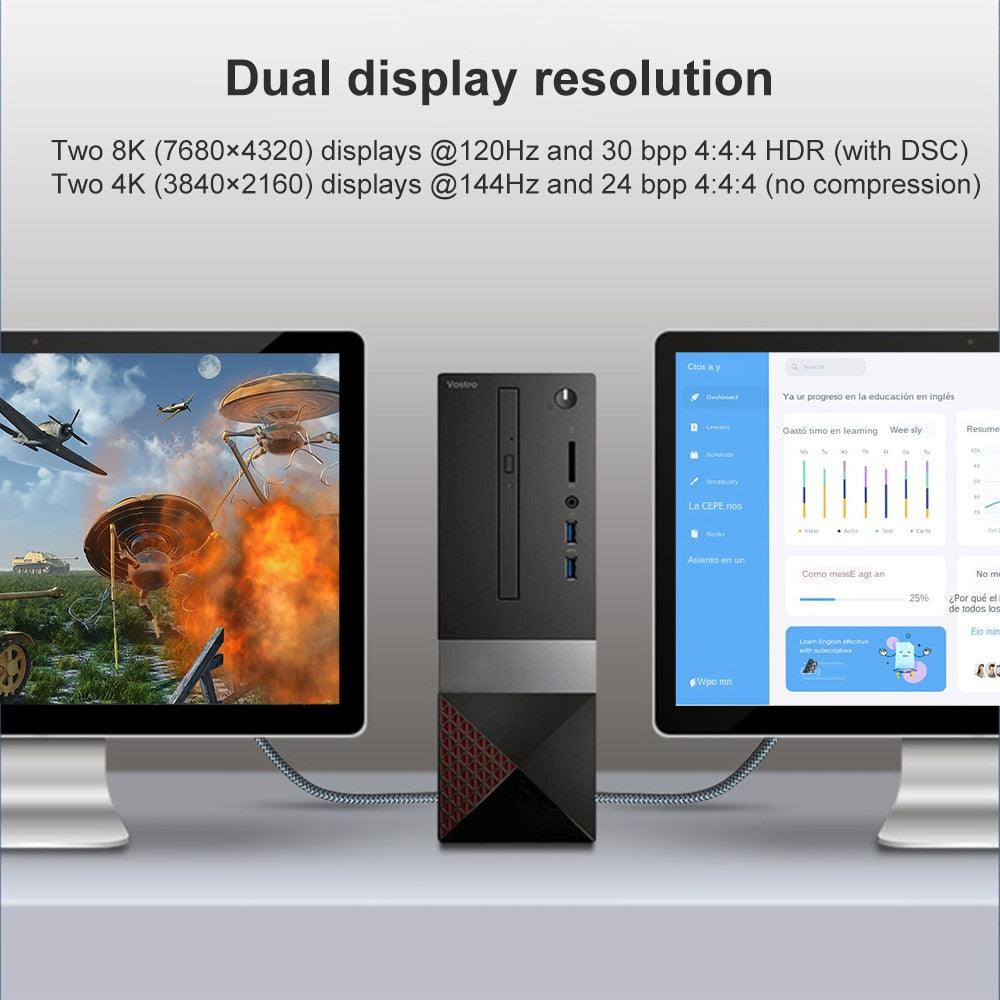 New HDR Resolution DisplayPort 2.0 Cable 16K 10K 80Gbps16K DisplayPort 2.0 Cable 10ft Supports 16K@60Hz 0K@60Hz 8K@60Hz 4K@165Hz 4K@144Hz 80Gbps Dynamic HDR Adapter For Video PC Laptop TV Monitor