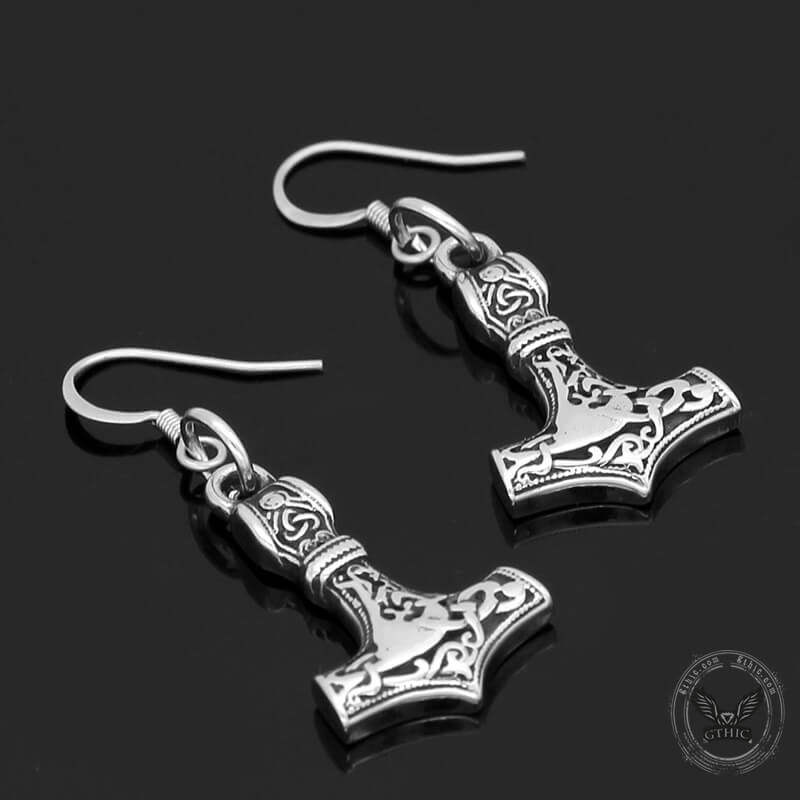 Odin Mjolnir Stainless Steel Viking Earrings