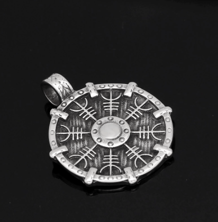 Vikings Helm of Awe Stainless Steel Pendant Necklace