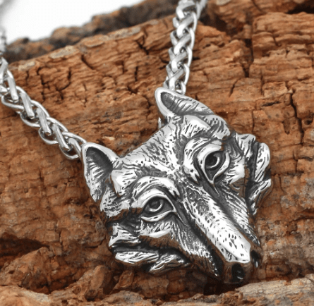 Vikings Fenrir Wolf Head Pendant Necklace