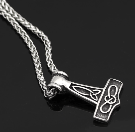 Vikings Mjolnir with Goat Skull Pendant Necklace