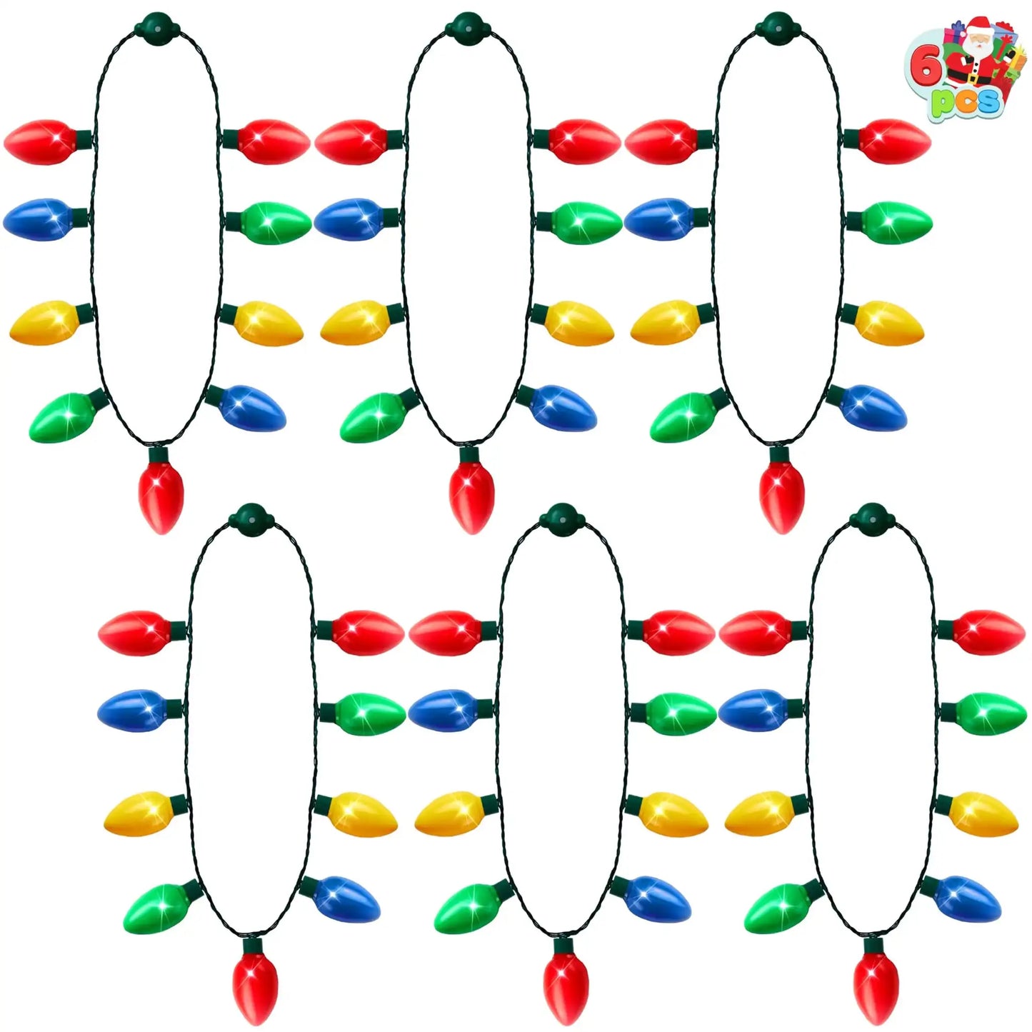 JOYIN 12 Packs Christmas LED Light Up Bulb Necklaces 9 Bulbs LED Necklaces Holiday Costume Accessories for Christmas Xmas Party Favor Party Supply