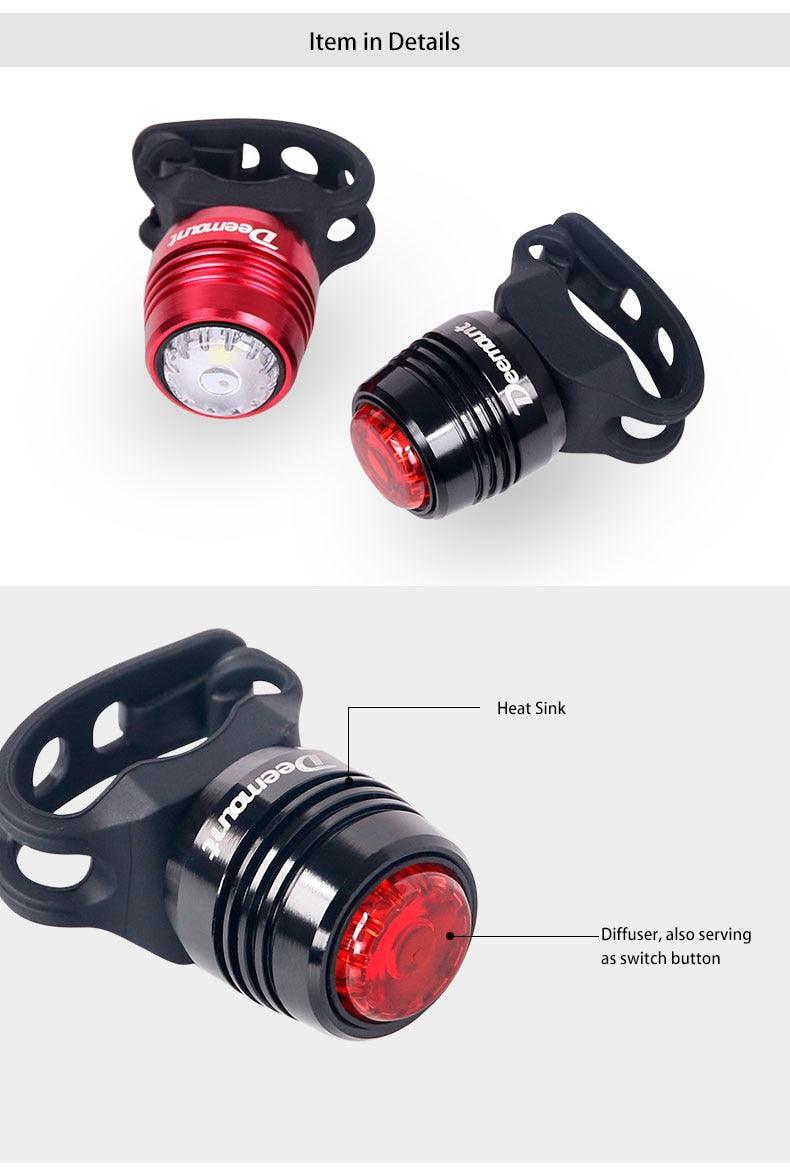 Bicycle Rear Light Bike Warning Lamp USB Charge Red White Light Color Safety Headlight Bike Tail Light Rechargeable Ultra Bright Bike Rear Light USB Rechargeable Bike LED Light