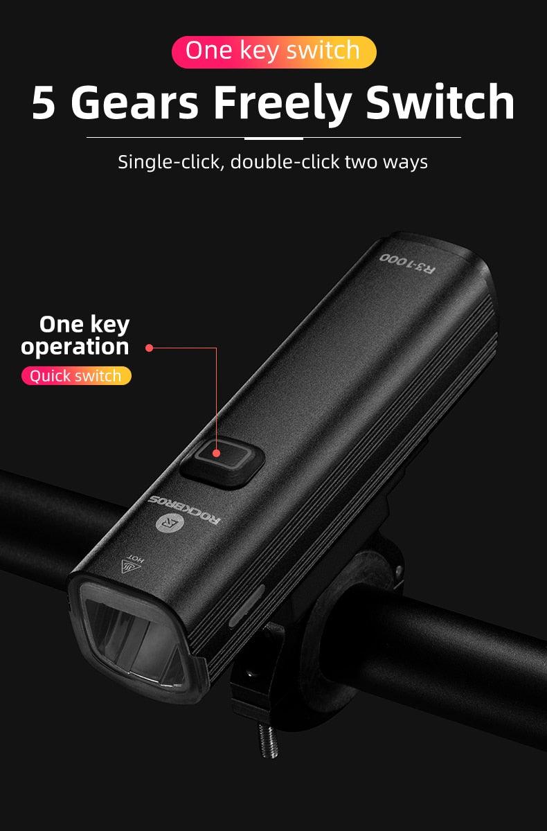 Bike Light Front Lamp USB Rechargeable LED 4800mAh Bicycle Light Waterproof Bicycle Light Set USB Rechargeable Super Bright Bike Headlight For Night Riding Bracket 1000LM