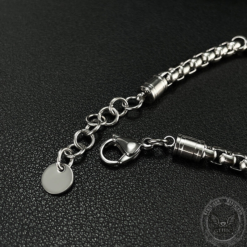 Punk Lion Stainless Steel Stone Beaded Bracelet