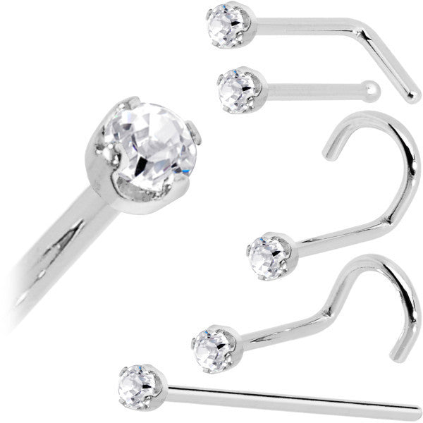 14k White Gold 2mm Moissanite Nose Ring