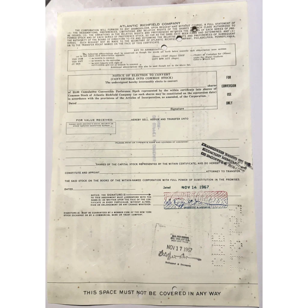 Rare 1960s ARCO Oil Stock Certificate: Vintage Americana Collectible