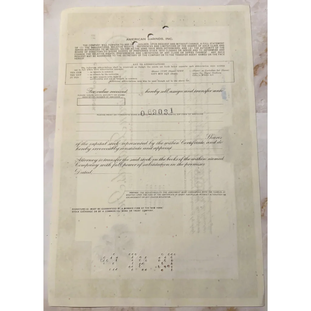 Rare American Brands Stock Certificate with Native American Art