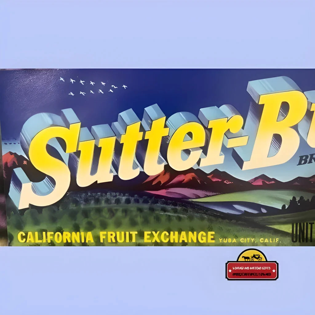 Rare Antique Vintage Sutter Buttes Crate Label from 1950s California