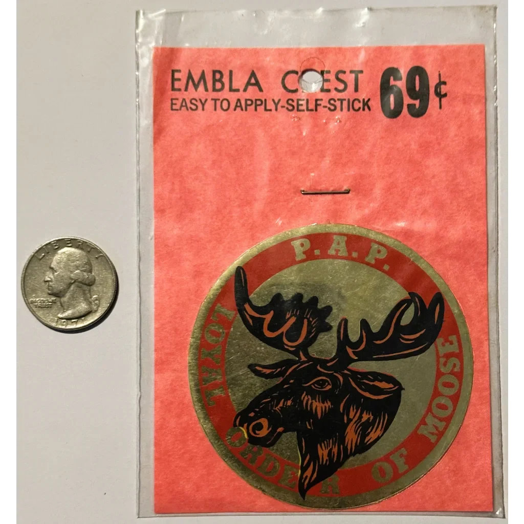 Rare Vintage 1960s Embla Crest Loyal Order of Moose Decal