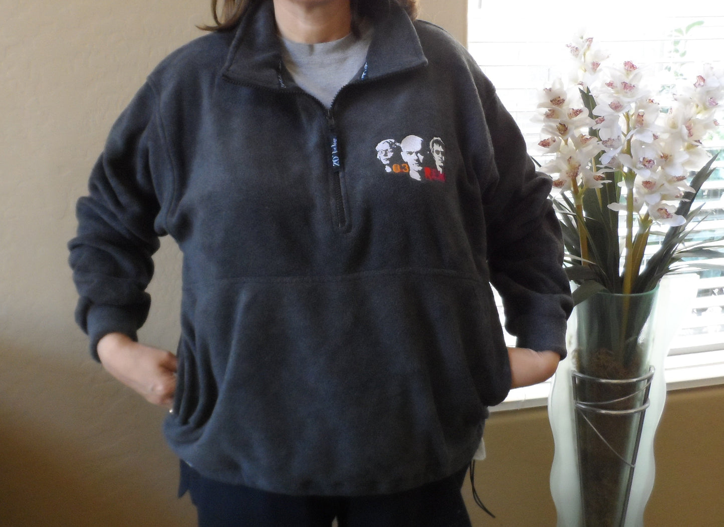 R.E.M. - 2003 Tour Embroidered Fleece Jacket Half Zip ~BRAND NEW~ M