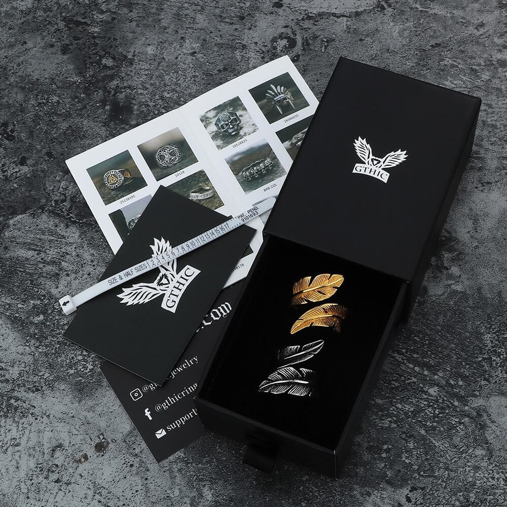 Retro Feather Stainless Steel Ring