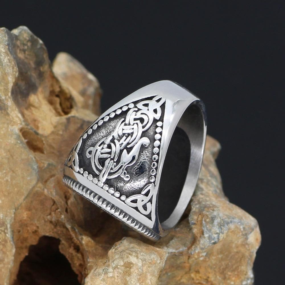 Viking Stainless Steel Wolf Ring