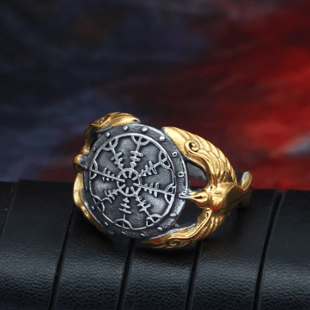 Vikings Raven Runes Stainless Steel Ring