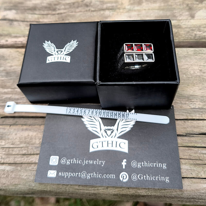 Runes 3-Stone CZ Zircon Stainless Steel Ring