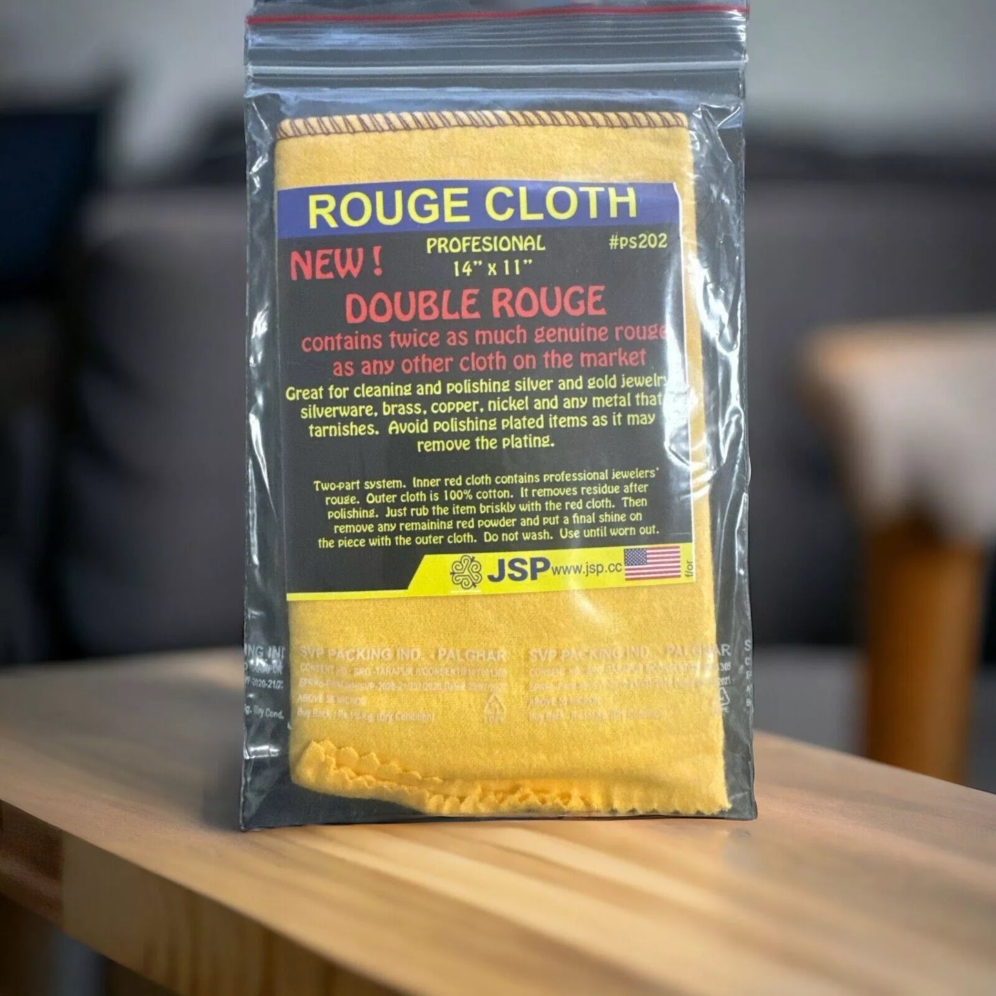 JSP Gold and Silver Rouge Polishing Cloth Copper Brass Nickel Jewelry 12" x 14"