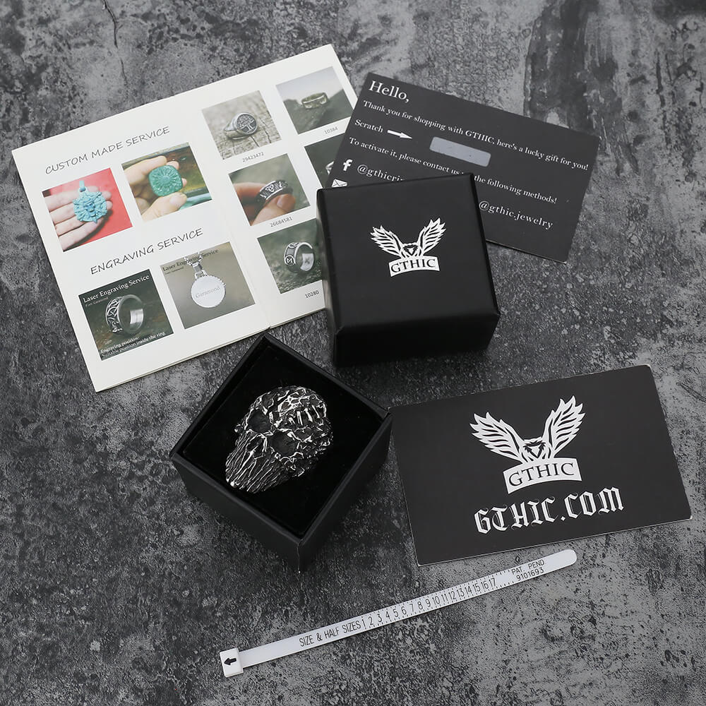 Scar Crack Stainless Steel Skull Ring