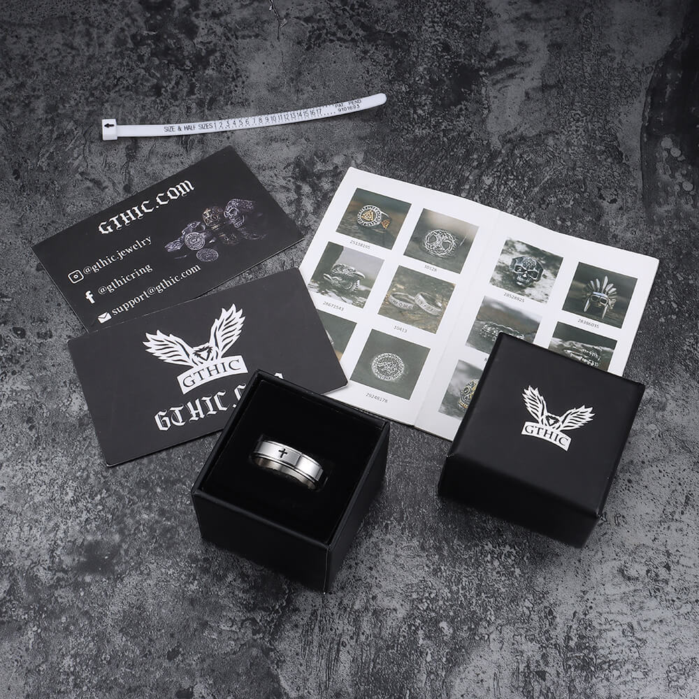 Simple Cross Stainless Steel Decompression Spinner Ring