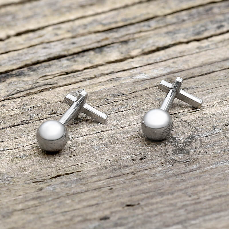 Simple Cross Sterling Silver Screw Back Earrings