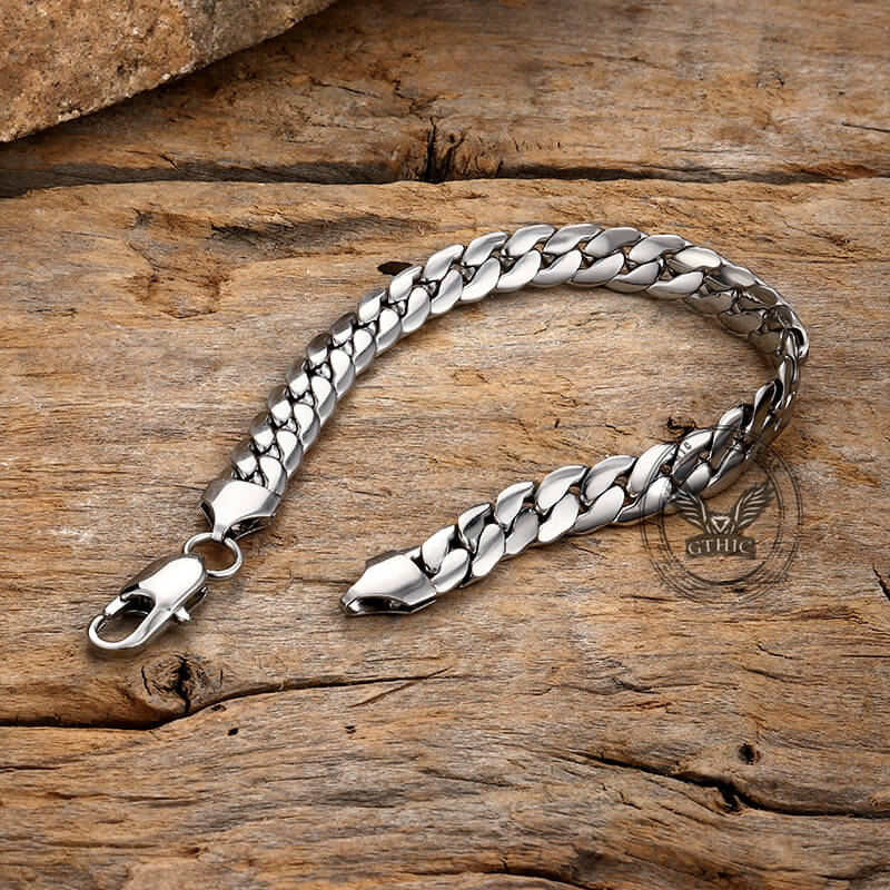 Simple Thin Cuban Chain Stainless Steel Bracelet