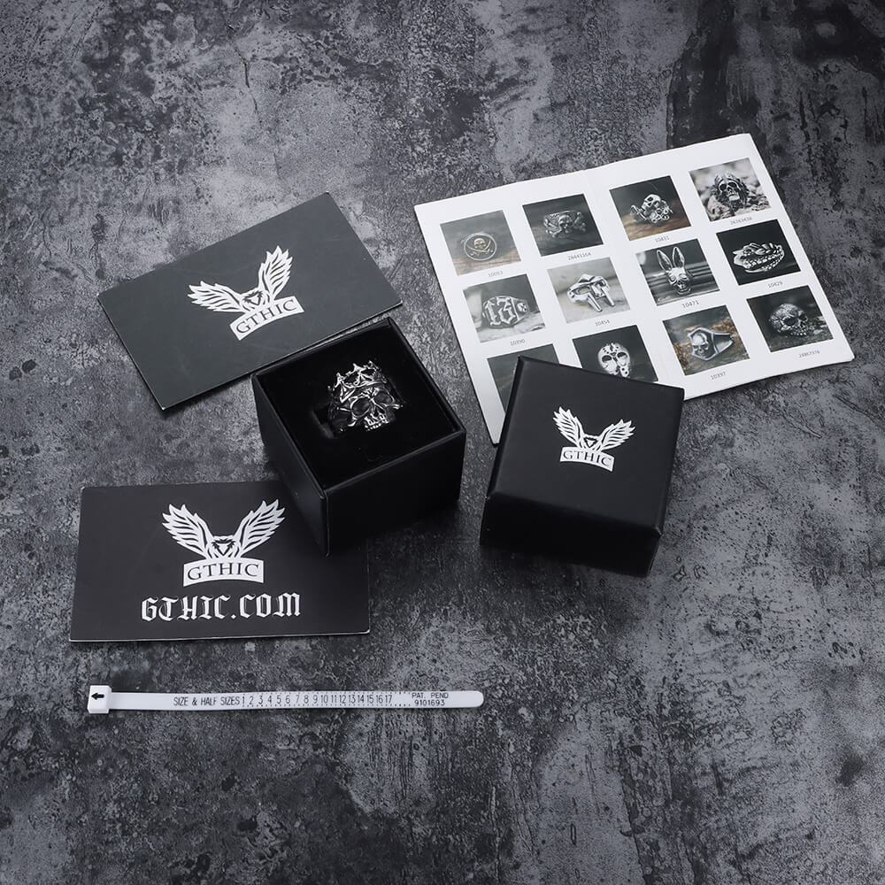 Skeleton King Crown Stainless Steel Skull Ring