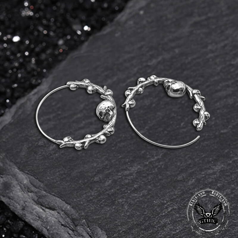 Skull Thorns Stainless Steel Earrings