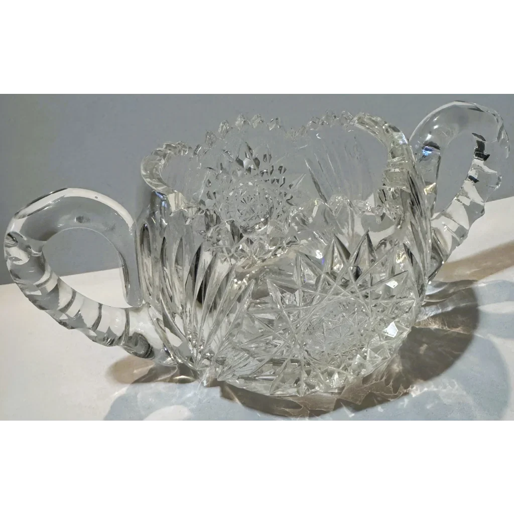 Stunning American Brilliant Cut Glass Sugar Bowl from the Gilded Age