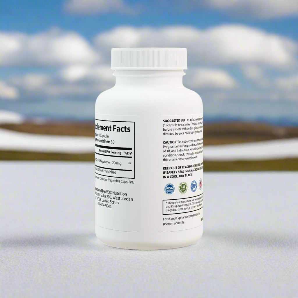 Supplement bottle with label on a white background