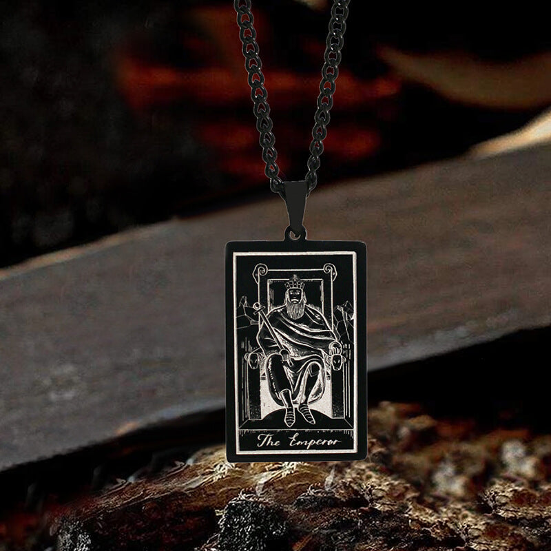 The Emperor Tarot Card Stainless Steel Necklace