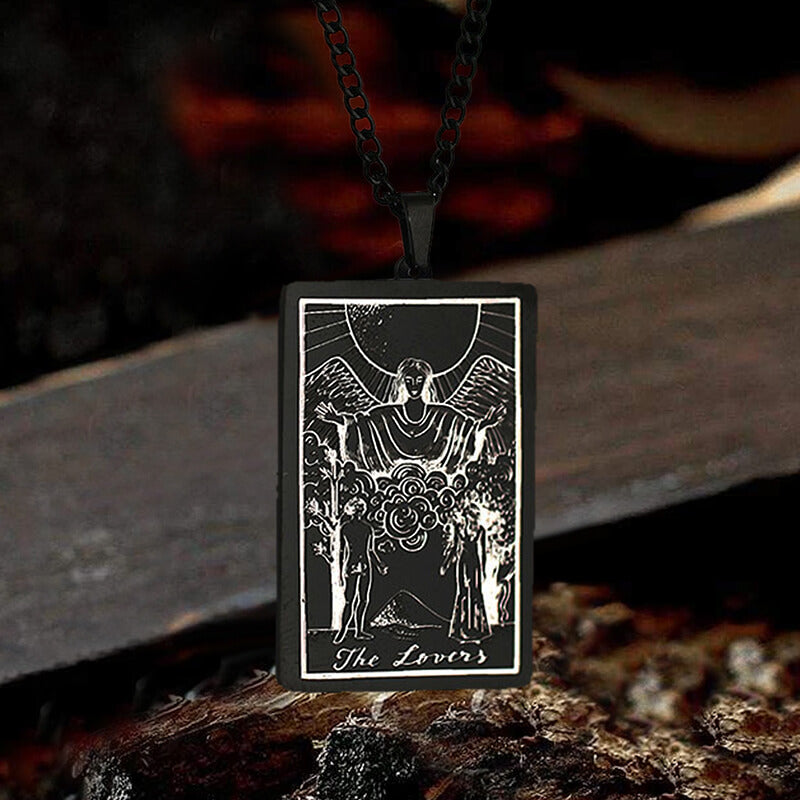 The Lovers Tarot Card Stainless Steel Necklace
