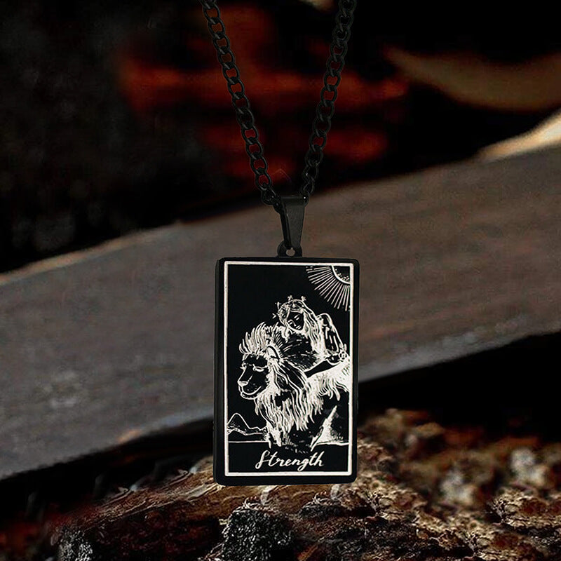 The Strength Tarot Card Stainless Steel Necklace